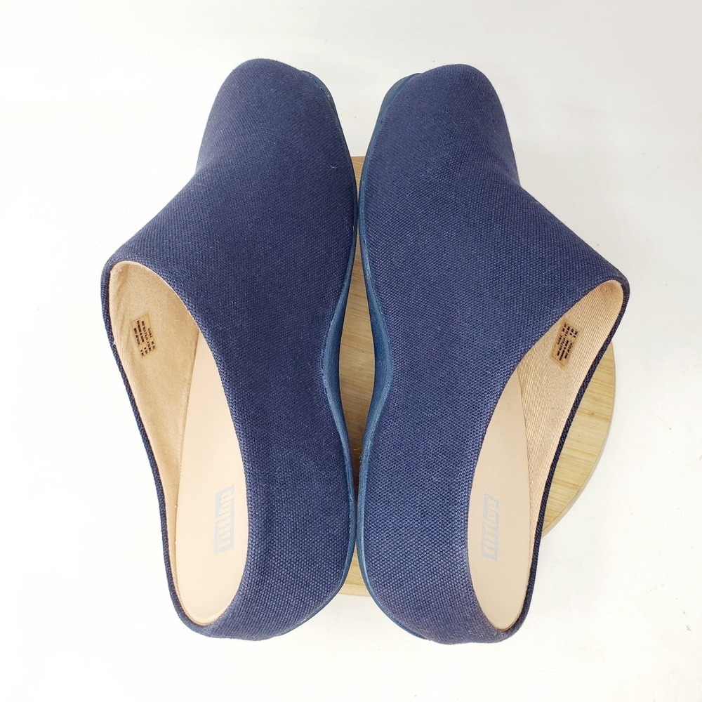 Fit Flop Shuv Clogs Womens 8 Blue Canvas Slip On Platform Shoes - Picture 11 of 15